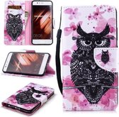 Voor Huawei P10 Gekleurde Tekening Patroon Horizontale Flip TPU + PU Lederen Case met Houder & Kaartsleuven & Portemonnee & Lanyard (Uil)