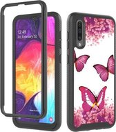 Voor Samsung Galaxy A30s / A50 / A50s 3 in 1 Card PC + TPU schokbestendige beschermhoes (Rose Red Butterfly)