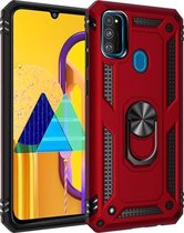 Voor Galaxy M30s Armor schokbestendig TPU + pc beschermhoes met 360 graden rotatiehouder (rood)