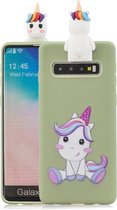 Voor Galaxy S10 Cartoon schokbestendige TPU beschermhoes met houder (eenhoorn)