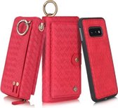 Voor Galaxy S10e POLA Multifunctionele Fashion Weave Magnetische Horizontale Flip Leren Case met Kaartsleuven & Portemonnee & Fotolijst & Lanyard (Rood)