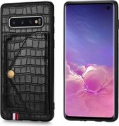 Voor Galaxy S10 Krokodilpatroon PU + TPU + PVC Breukvast gsm-hoesje met magnetische onzichtbare houder & houder & kaartsleuven (zwart)