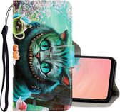 Voor Galaxy A71 3D Gekleurde Tekening Horizontale Flip PU Leren Case met Houder & Kaartsleuven & Portemonnee (Groene Ogen)