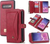 Voor Galaxy S10 POLA multifunctionele TPU + pc magnetische horizontale flip lederen tas met houder & kaartsleuven & portemonnee & fotolijst (rood)