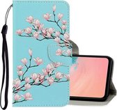 Voor Galaxy S20 + 3D Gekleurde Tekening Horizontale Flip PU Leren Case met Houder & Kaartsleuven & Portemonnee (Magnolia)