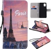 Voor Galaxy A51 Schilderen Horizontale Flip Leren Case met Houder & Kaartsleuf & Lanyard (Eiffeltoren)