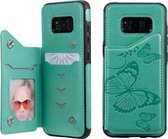 Voor Galaxy S8 Butterfly Embossing Pattern Schokbestendige beschermhoes met houder & kaartsleuven & fotolijst (groen)