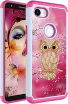 Gekleurd tekenpatroon PC + TPU beschermhoes voor Google Pixel 3a XL (Shell Owl)
