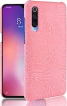 Schokbestendige krokodiltextuur pc + PU-hoes voor Xiaomi Mi 9 (roze)