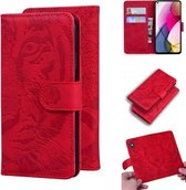 Voor Motorola Moto G Stylus (2021) Tiger Embossing Pattern Horizontale Flip lederen tas met houder & kaartsleuven & portemonnee (rood)