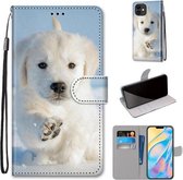 Gekleurde tekening Cross Texture Horizontale Flip PU lederen tas met houder & kaartsleuven & portemonnee & lanyard voor iPhone 12 mini (Snow Puppy)