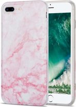 TPU glanzend marmeren patroon IMD beschermhoes voor iPhone 8 Plus / 7 Plus (lichtroze)