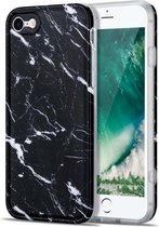 TPU glanzend marmeren patroon IMD beschermhoes voor iPhone 8/7 (zwart)