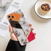Galvaniserend stiksel Marmerpatroon TPU beschermhoes voor iPhone 12 Pro (driekleurig stiksel)