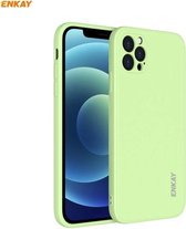 Voor iPhone 12 Pro Max Hat-Prince ENKAY ENK-PC070 vloeibare siliconen rechte rand schokbestendige beschermhoes (lichtgroen)