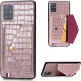 Samsung Galaxy A71 Hoesje - Mobigear - Croco Wallet Serie - Kunstlederen Backcover - Roségoud - Hoesje Geschikt Voor Samsung Galaxy A71