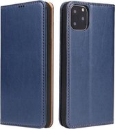 Fierre Shann PU lederen textuur horizontale flip lederen tas met houder & kaartsleuven & portemonnee voor iPhone 11 (blauw)