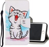 Voor iPhone 8 Plus / 7 Plus 3D Gekleurde Tekening Horizontale Flip PU Leren Case met Houder & Kaartsleuven & Portemonnee (Rode Mond Kat)