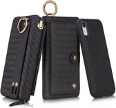 Voor iPhone XR POLA Multifunctionele Fashion Weave Magnetische Horizontale Flip Leren Case met Kaartsleuven & Portemonnee & Fotolijst & Lanyard (Zwart)