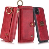 Voor iPhone 11 Pro Max POLA Multifunctionele mode-rits Magnetische horizontale flip lederen tas met kaartsleuven & portemonnee & fotolijst & lanyard (rood)