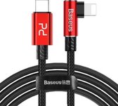 Baseus Type-C naar 8-pins PD 18W MVP mobiele telefoonspel Elleboog Snel opladen gevlochten kabel, lengte: 1m (rood)