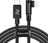 Baseus Type-C naar 8-pins PD 18W MVP mobiele telefoonspel Elleboog Snel opladen gevlochten kabel, lengte: 1m (zwart)