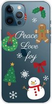 Christmas Series Clear TPU beschermhoes voor iPhone 12 Pro Max (Simple Snowman)