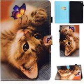 Voor Amazon Kindle Fire HD10 2019/2017 Gekleurde Tekening Stiksels Horizontale Flip Leren Case met Houder & Kaartsleuven & Slaap / Wekfunctie (Butterfly Cat)