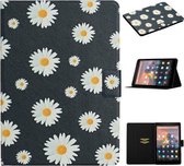 Voor Amazon Kindle Fire 7 (2019) Bloempatroon Horizontale Flip lederen hoes met kaartsleuven en houder (kleine madeliefjes)