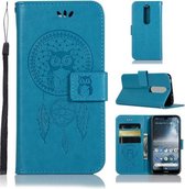 Windgong Uil Embossing Patroon Horizontale Flip lederen tas met houder & kaartsleuven & portemonnee voor Nokia 4.2 (blauw)