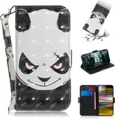 3D-schilderijpatroon Gekleurde tekening Horizontale lederen flip-hoes met houder & kaartsleuven en portemonnee voor Sony Xperia 10 Plus (Angry Bear)