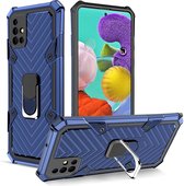 Voor Samsung Galaxy A51 5G Cool Armor PC + TPU schokbestendig hoesje met 360 graden rotatie ringhouder (blauw)