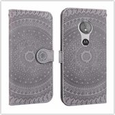 Voor Motorola Moto E5 Play Pressed Printing Pattern Horizontale Flip PU Leather Case met houder & kaartsleuven & portemonnee & & Lanyard (grijs)