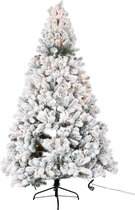 J-Line Kerstboom+Led Lichtjes Besneeuwd Plastiek Groen/Wit