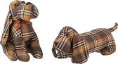 J-Line Deurstop Hond Textiel Bruin/Zwart/Oker Assortiment Van 2