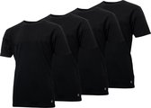 4-pak Heren t-shirts Gentlemen longfit ( extra lang ) , 100% katoen voorgekrompen zwart ronde hals XL