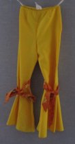 verkleedkleding 1077, gele flower power broek, maat 128