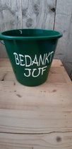 Emmer - Tekst - 5 liter - Bedankt Juf - Groen - Kado - Gift