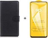 Oppo A54 5G / A74 5G zwart agenda book case hoesje + full glas screenprotector