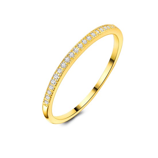 Ring Twice As Nice en argent plaqué or 18 carats, bague éternité, 20 zircones 56