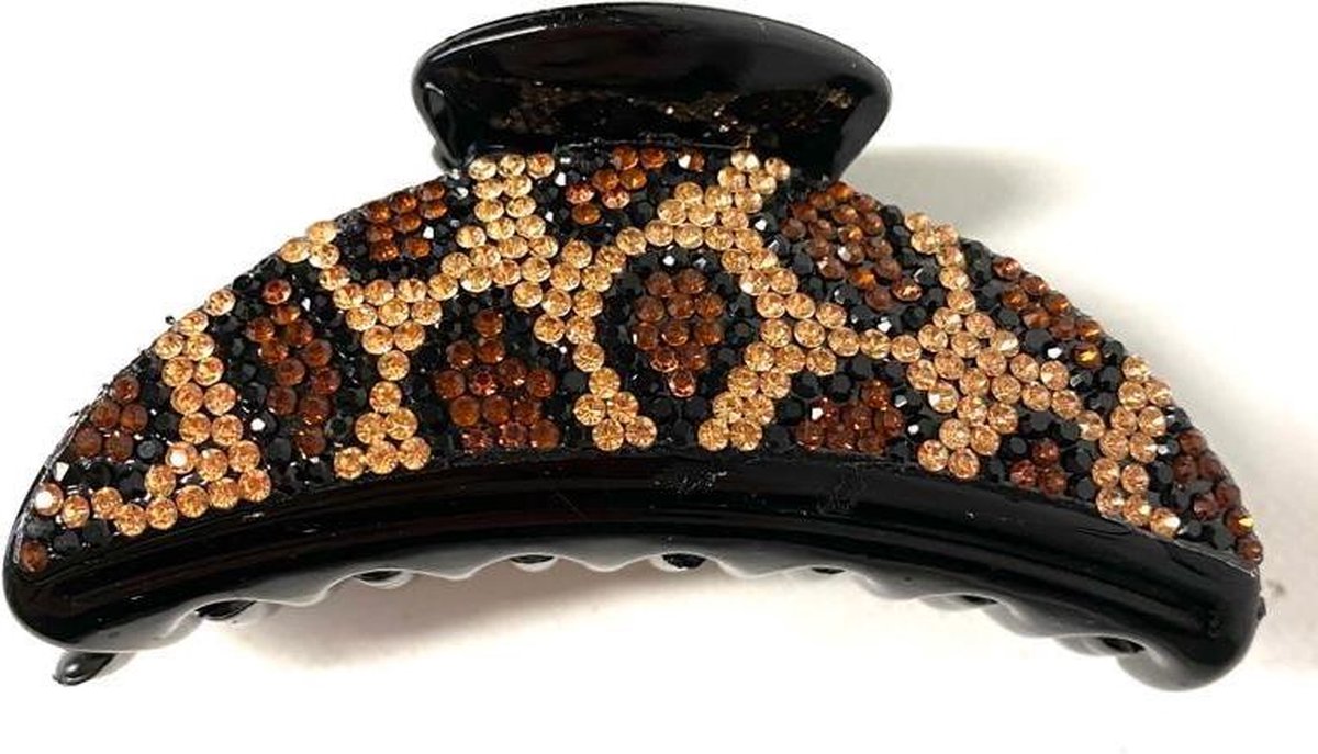 Haarklem - Haarspelden -Haarclip - Goudkleurig - Bruin/Zwart - 8.5 cm