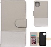 Voor iPhone 11 Pro Splicing Color Horizontale Flip lederen tas met houder & fotolijst & kaartsleuven & portemonnee (grijs)