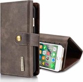 DG.MING Voor iPhone SE 2020 & 8 & 7 Triple Fold Crazy Horse Texture Horizontale Flip Magnetische Beschermhoes met Houder & Kaartsleuven & Portemonnee (Grijs)