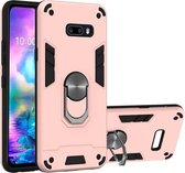 Voor LG G8X ThinQ / V50S ThinQ 2 in 1 Armor Series PC + TPU beschermhoes met ringhouder (roségoud)