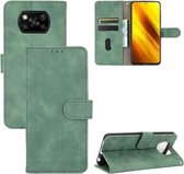 Voor Xiaomi Poco X3 NFC Effen kleur Huidgevoel Magnetische gesp Horizontale flip kalftextuur PU lederen tas met houder & kaartsleuven & portemonnee (groen)