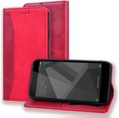 Voor Xiaomi Redmi 4X Zakelijke stiksels Horizontale flip lederen tas met dubbele vouw & beugel & kaartsleuven & fotolijst & portemonnee (rood)