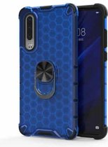 Voor Xiaomi Mi CC9 schokbestendige honingraat PC + TPU ringhouder beschermhoes (blauw)