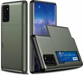 Voor Samsung Note20 schokbestendige, robuuste beschermhoes met kaartsleuf (legergroen)