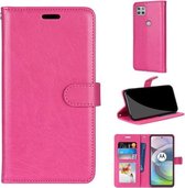 Voor Motorola Mote G 5G Pure Kleur Horizontale Flip PU Lederen Case met Houder & Kaartsleuven & Portemonnee & Fotolijst (Rose Rood)