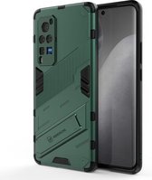 Punk Armor 2 in 1 PC + TPU schokbestendig hoesje met onzichtbare houder voor vivo X60 Pro (groen)